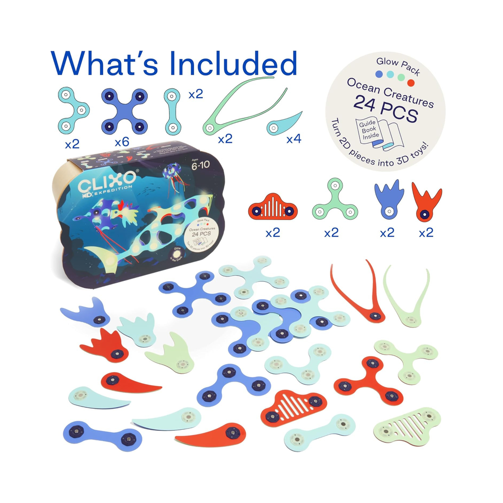 Clixo Ocean Creatures - Glow in The Dark