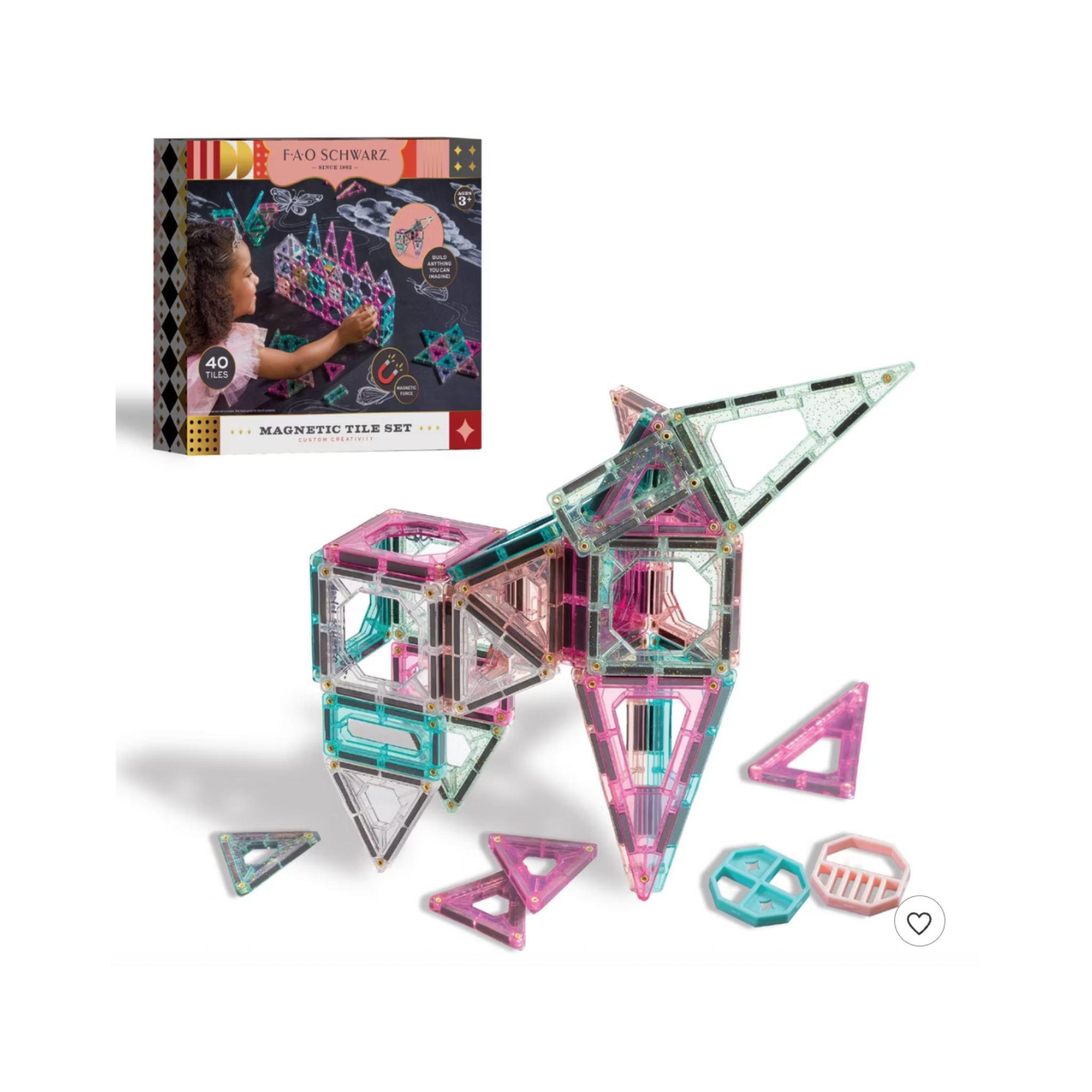 FAO Schwarz Magnetic Tile Set Pastel 40pc